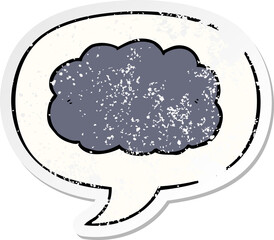 cartoon cloud and speech bubble distressed sticker