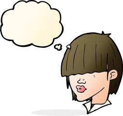 cartoon fashion haircut  with thought bubble
