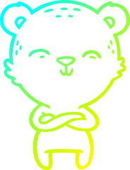 cold gradient line drawing happy confident cartoon bear