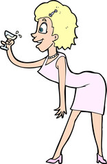 cartoon woman with drink
