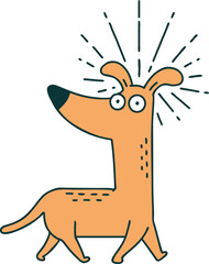 traditional tattoo style surprised dog