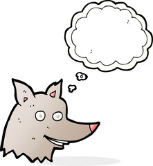 cartoon wolf head with thought bubble