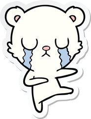 sticker of a crying polar bear cartoon