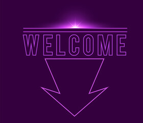 Purple glowing Neon Signs. Three Arrows. Vector illustration