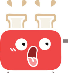 flat color retro cartoon of a toaster