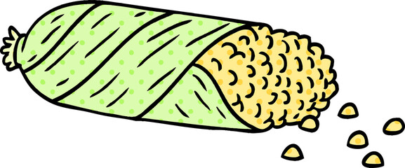 cartoon doodle of fresh corn on the cob