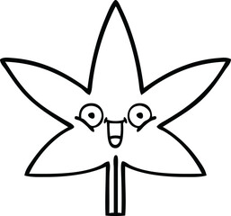 line drawing cartoon marijuana leaf