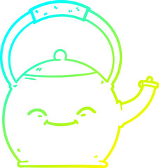 cold gradient line drawing cartoon kettle