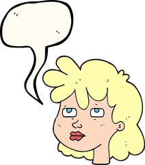 speech bubble cartoon female face
