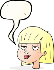 speech bubble cartoon female face