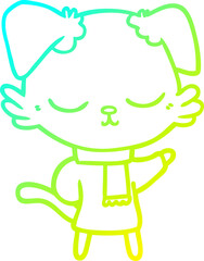 cold gradient line drawing cute cartoon dog