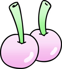 quirky gradient shaded cartoon cherries