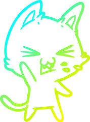 cold gradient line drawing cartoon cat hissing