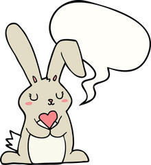 cartoon rabbit in love and speech bubble