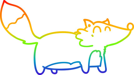 rainbow gradient line drawing fat cartoon fox