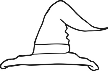 black and white cartoon witch hat
