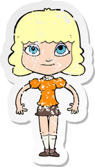 retro distressed sticker of a cartoon girl