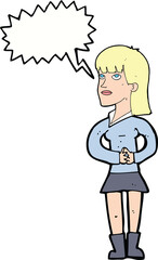 cartoon woman waiting with speech bubble