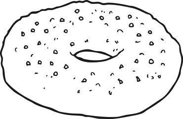 black and white cartoon bagel