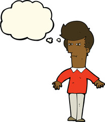 Fototapeta premium cartoon suspicious man with thought bubble