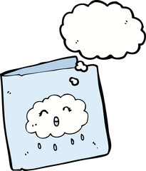 cartoon card with cloud pattern with thought bubble