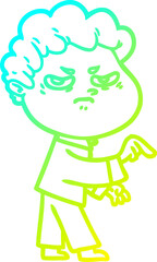 cold gradient line drawing cartoon angry man