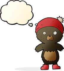 cartoon cute teddy bear with thought bubble
