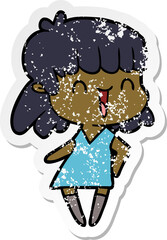 distressed sticker of a cartoon woman