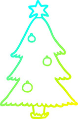 cold gradient line drawing christmas tree