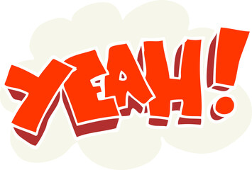 Yeah! flat color illustration of a cartoon shout.