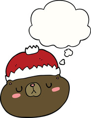 cartoon christmas bear and thought bubble
