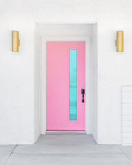 Pink Door on a Mid-Century Modern Home in Palm Springs, California