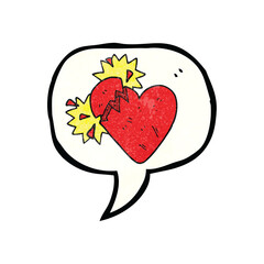 speech bubble textured cartoon broken heart