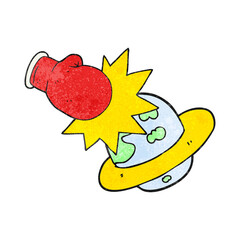 textured cartoon planet taking a punch