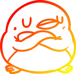warm gradient line drawing penguin with crossed arms
