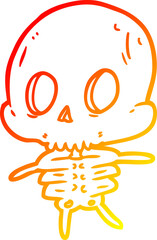warm gradient line drawing cute cartoon skeleton