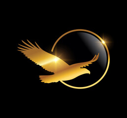 Golden Flying Eagle Logo vector icon