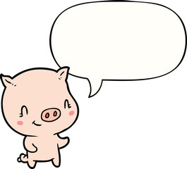cute cartoon pig and speech bubble