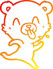warm gradient line drawing rude cartoon polar bear sticking out tongue