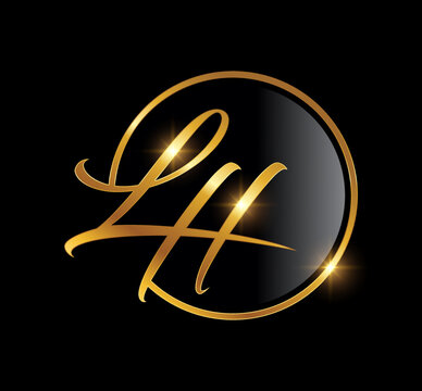 Golden Monogram Logo Initial Letters LH