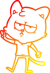warm gradient line drawing bored cartoon cat