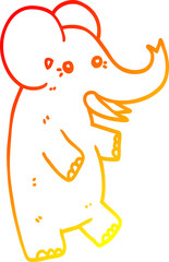 warm gradient line drawing cartoon elephant