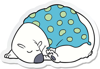 sticker of a cartoon polar bear sleeping
