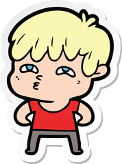sticker of a cartoon curious man