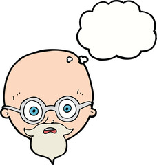 Obraz na płótnie Canvas cartoon shocked man with beard with thought bubble