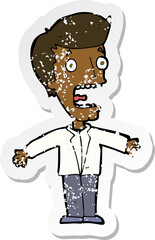 retro distressed sticker of a cartoon screaming man