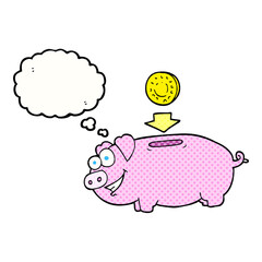 thought bubble cartoon piggy bank