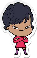 Obraz premium sticker of a cartoon happy woman