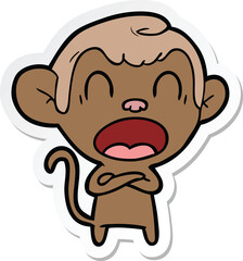 sticker of a shouting cartoon monkey
