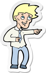sticker of a cartoon funny office man pointing